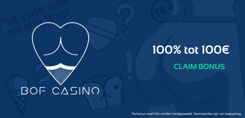 Banner met informatie over welkomstbonus aangeboden door Bof Casino