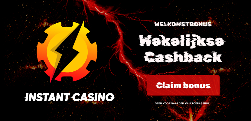 Banner met informatie over bonus aangeboden door Instant Casino