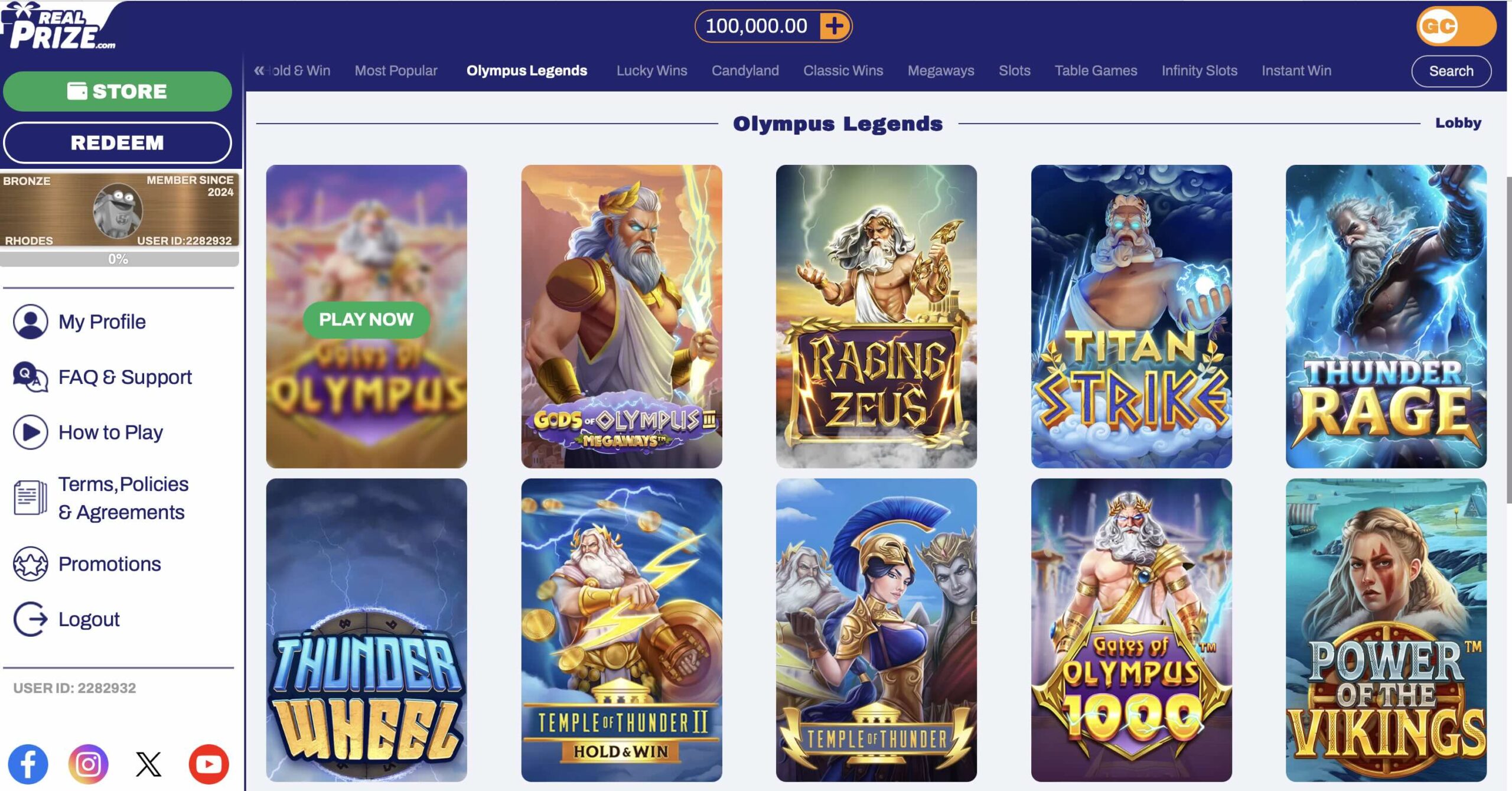 Real Prize Casino Olympus Legends Games