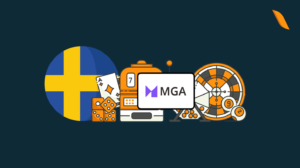 mga casino svensk flagga och en skärm med mga logga på